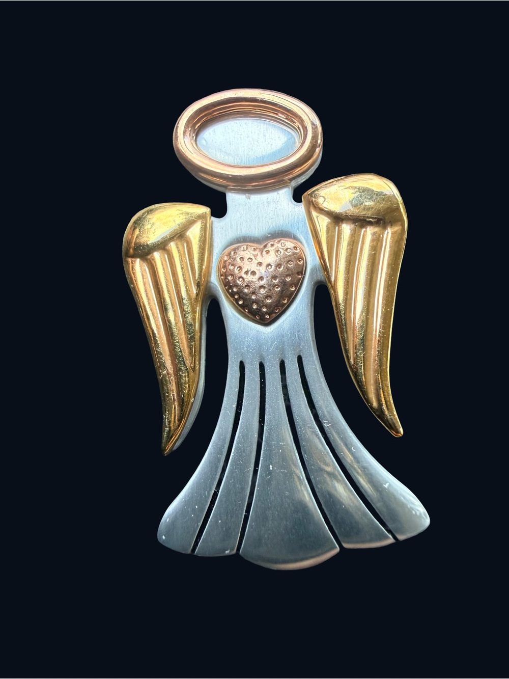 vintage Avon mixed-metal angel brooch / pendant,
